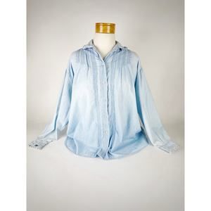 90s Womens Ralph Lauren Polo Country Denim Pleaded Button Up Shirt Western SZ 10